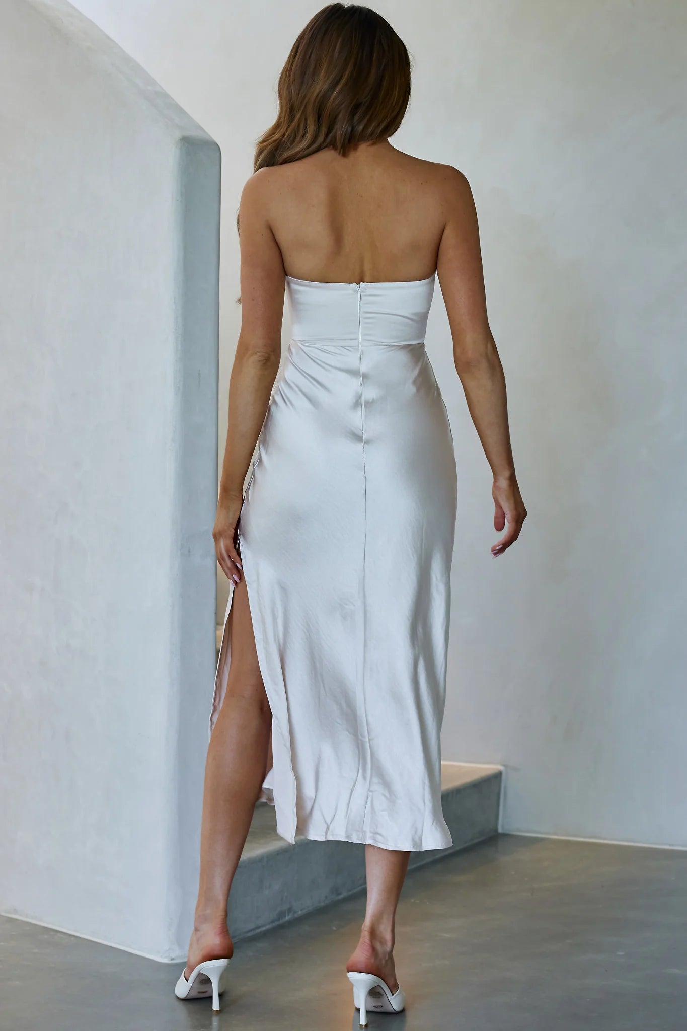 Vestido Weitese sin tirantes, vestido midi azul sin mangas, vestido de fiesta tubo/columna, vestido de fiesta con abertura sencilla 