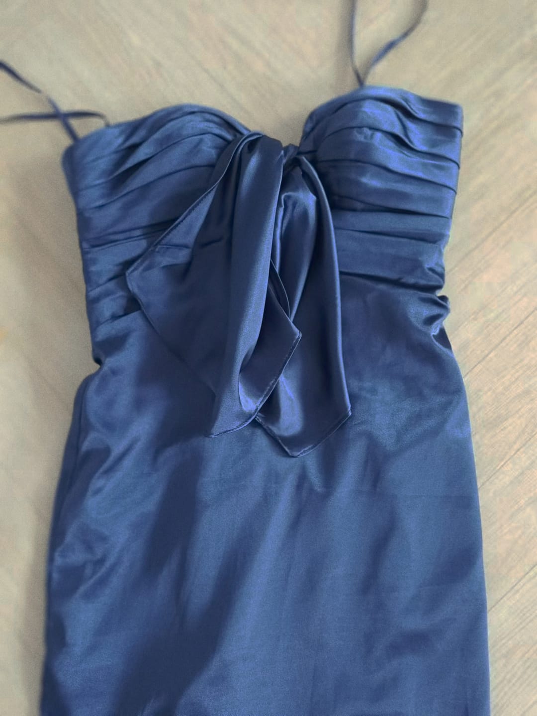 Weitese Dress Strapless Navy Blue Tie-Front Short Mini Dress Pleated With Bow Homecoming Dress