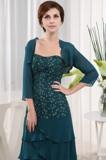 Weitese Dress Strapless Sleeveless Long Chiffon Dress With Beading And Applique Mother of the Bride Dress