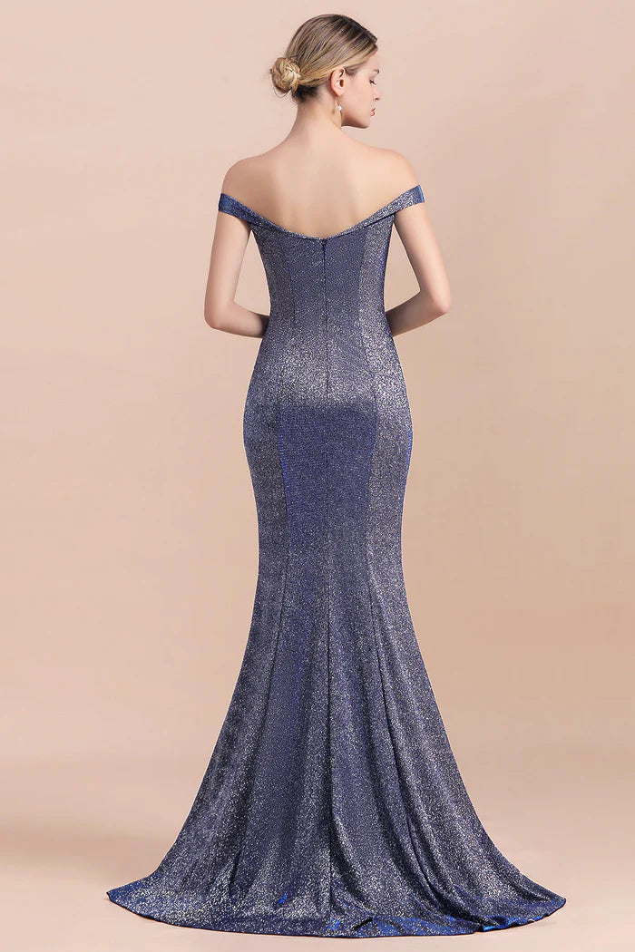 Weitese Dress Stunning Off-the-Shoulder Mermaid Party Dress Long Zipper Back Prom Dress