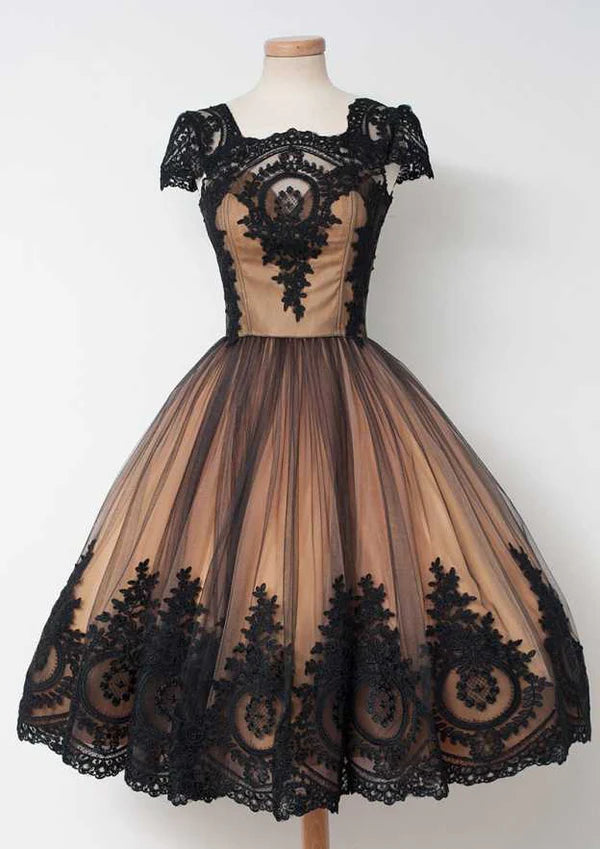 Weitese Dress Stunning Tea-Length Homecoming Dress Vintage Tulle & Appliques Party Dress