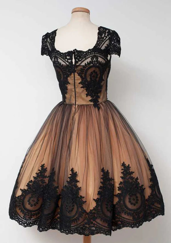 Weitese Dress Stunning Tea-Length Homecoming Dress Vintage Tulle & Appliques Party Dress