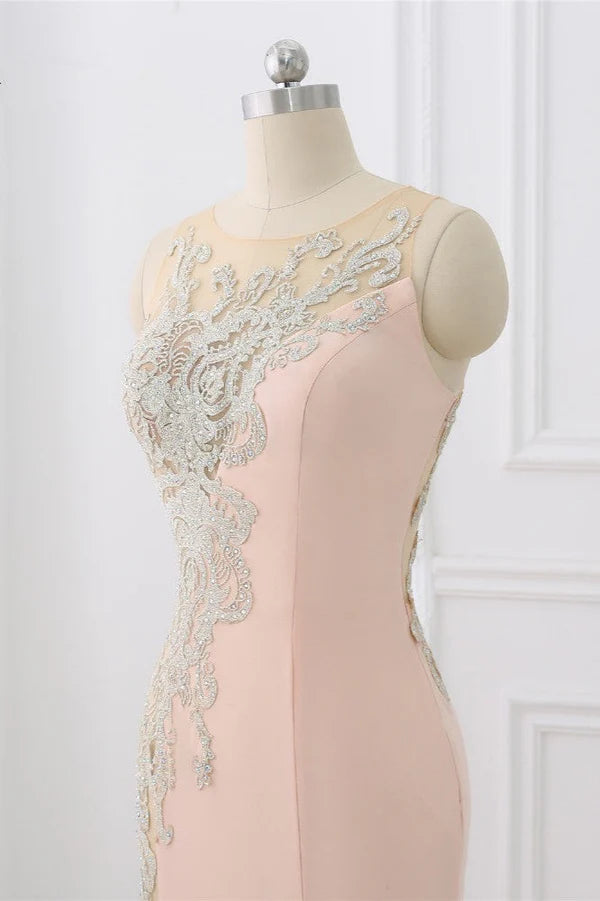 Vestido de noche Weitese con cola larga y apliques, sin mangas, con abertura frontal y vestido de fiesta 