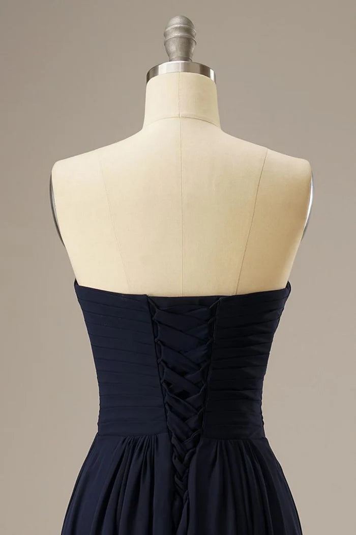 Robe Weitese décolleté en cœur, dos corset, en mousseline, sans manches, robe longue de bal avec lacets 