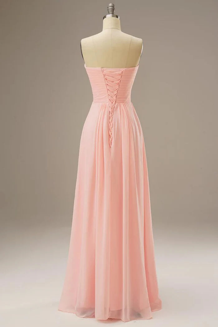 Robe Weitese décolleté en cœur, dos corset, en mousseline, sans manches, robe longue de bal avec lacets 