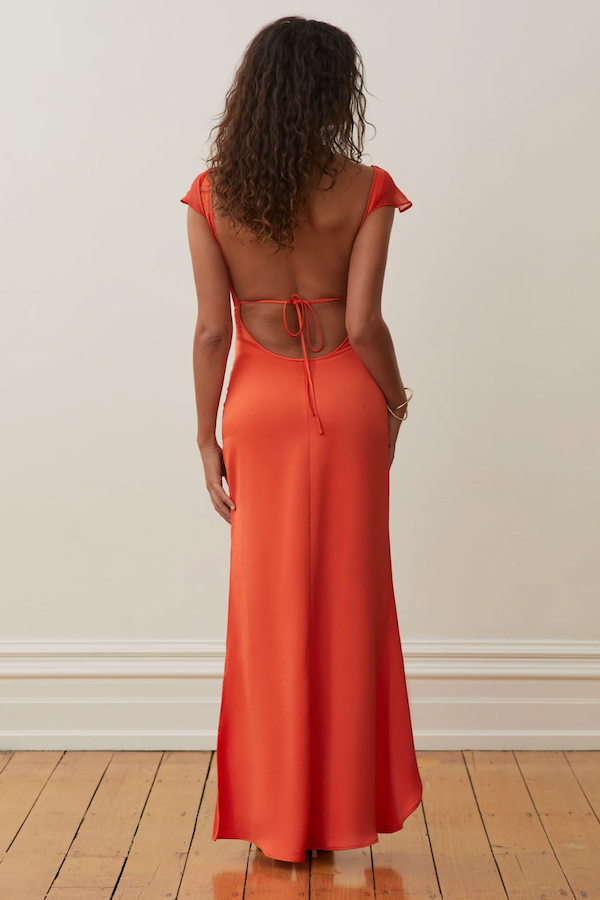 Robe Weitese à col noué, manches flottantes, dos nu, fente, robe trapèze longue, ourlet asymétrique, robe de bal 