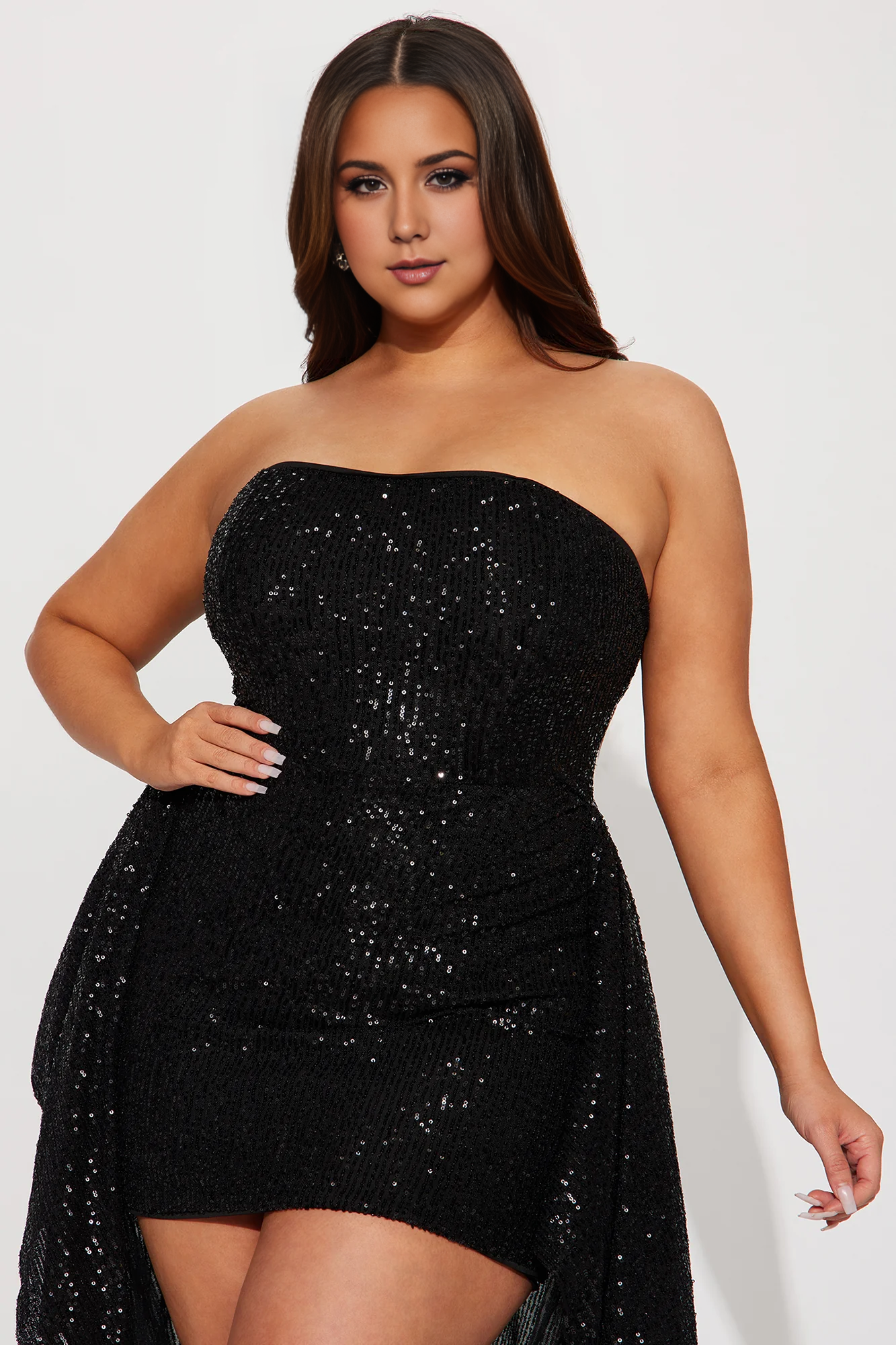 Weitese Dress Unforgettable Sequin Gown Black Party Dress Off-the-Shoulder With Add Skirt