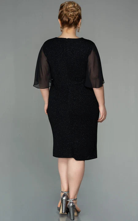 Robe Weitese à col en V et manches courtes, grande taille, à sequins et drapée, pour mère de la mariée 