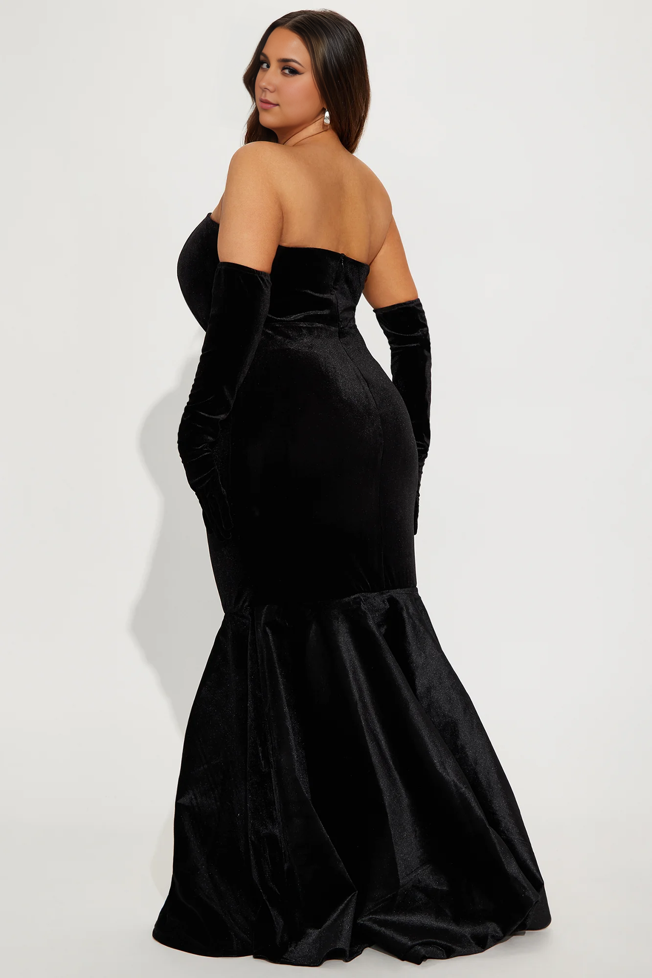 Weitese Dress Velvet Gown Black Off-the-Shoulder Long Strapless Mermaid Floor Length Party Dress