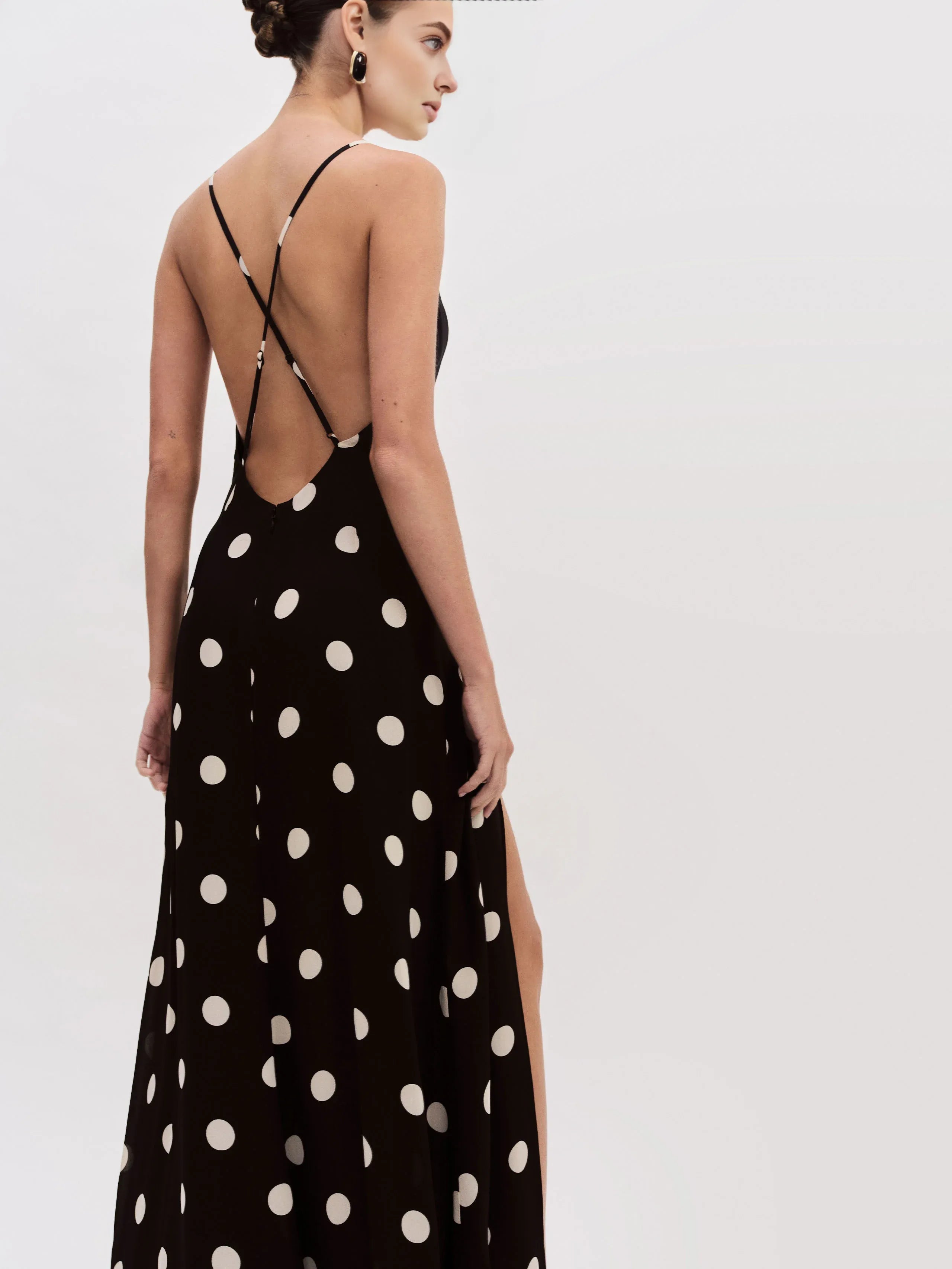 Weitese Dress Vintage Polka Dots Spaghetti Straps Sleeveless Mermaid Prom Dress Maxi Dress Backless Evening Dress