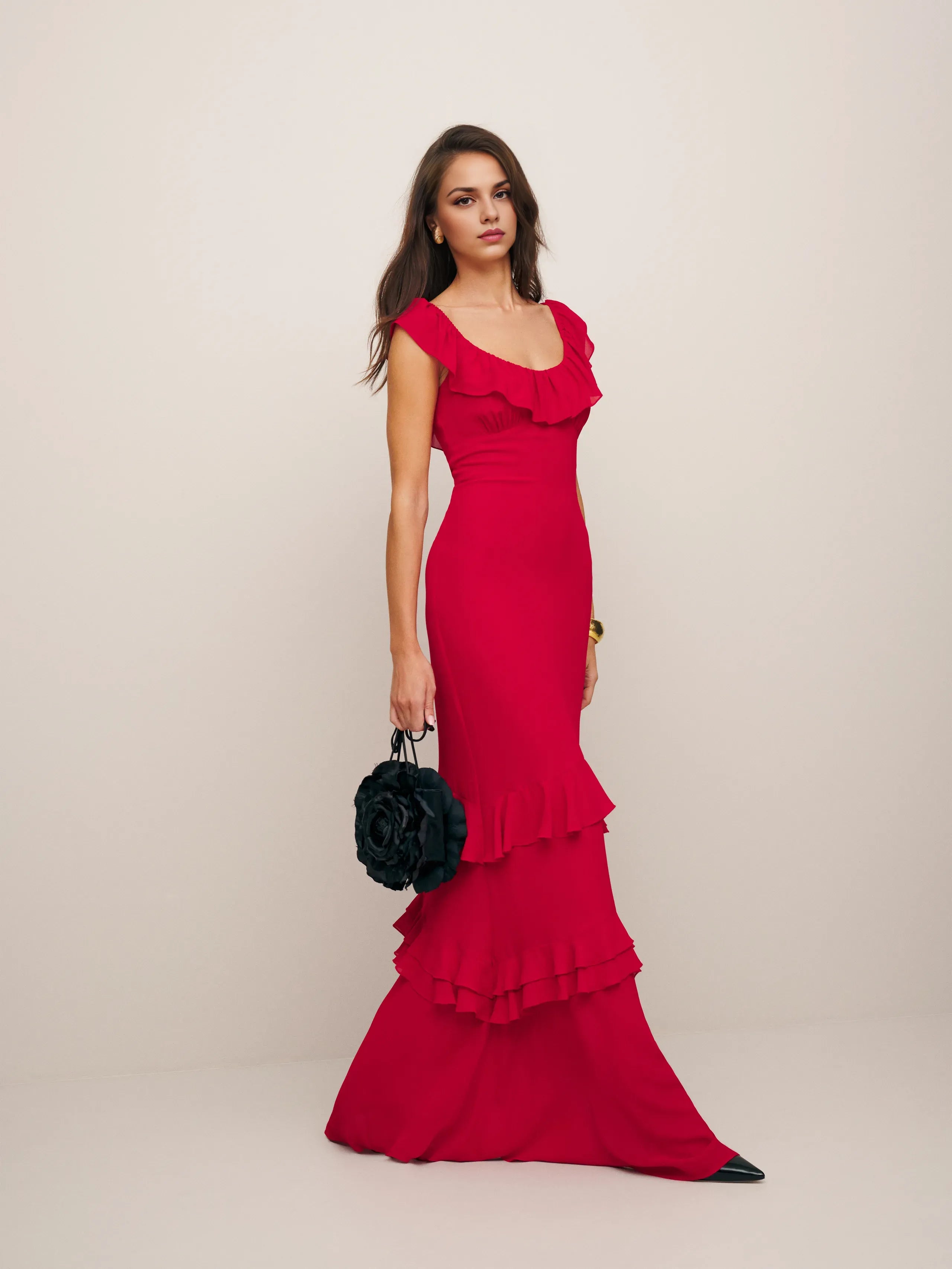 Weitese Dress Vintage Round Neck Cap Sleeve Mermaid Prom Dress Maxi Dress Sheath Backless Solid Color Evening Dress