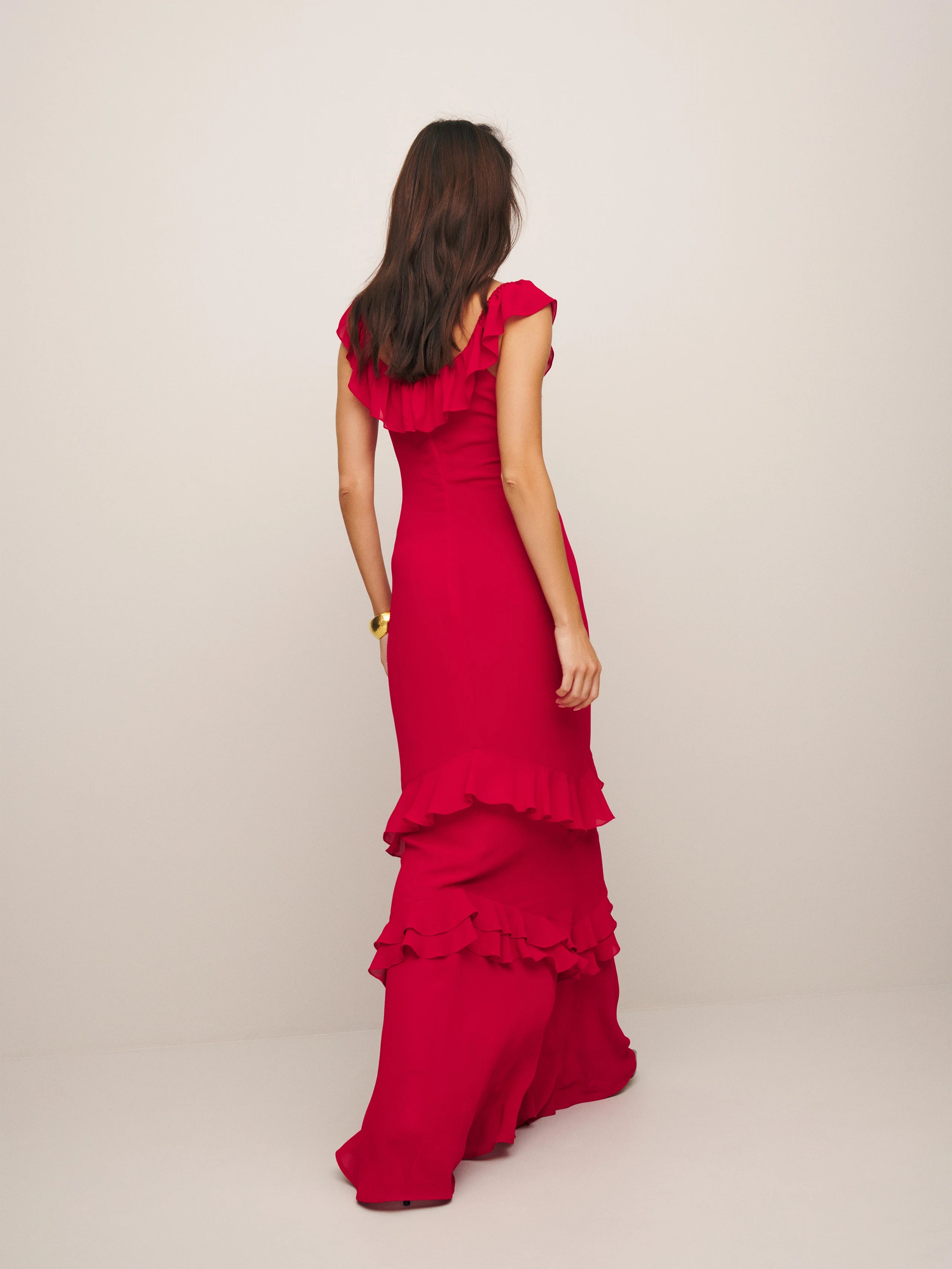 Weitese Dress Vintage Round Neck Cap Sleeve Mermaid Prom Dress Maxi Dress Sheath Backless Solid Color Evening Dress