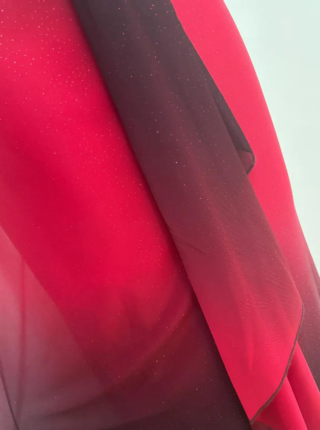 Weitese Dress Vintage Sheath Straps Rhinestone Ombre Red Chiffon Prom Dress Evening Dress Party Dress