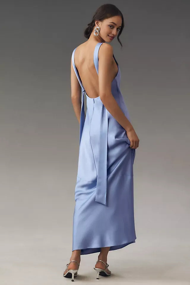 Robe Weitese à bretelles larges, robe fourreau longue sans manches, robe de bal, dos ouvert, col carré, robe de demoiselle d'honneur 