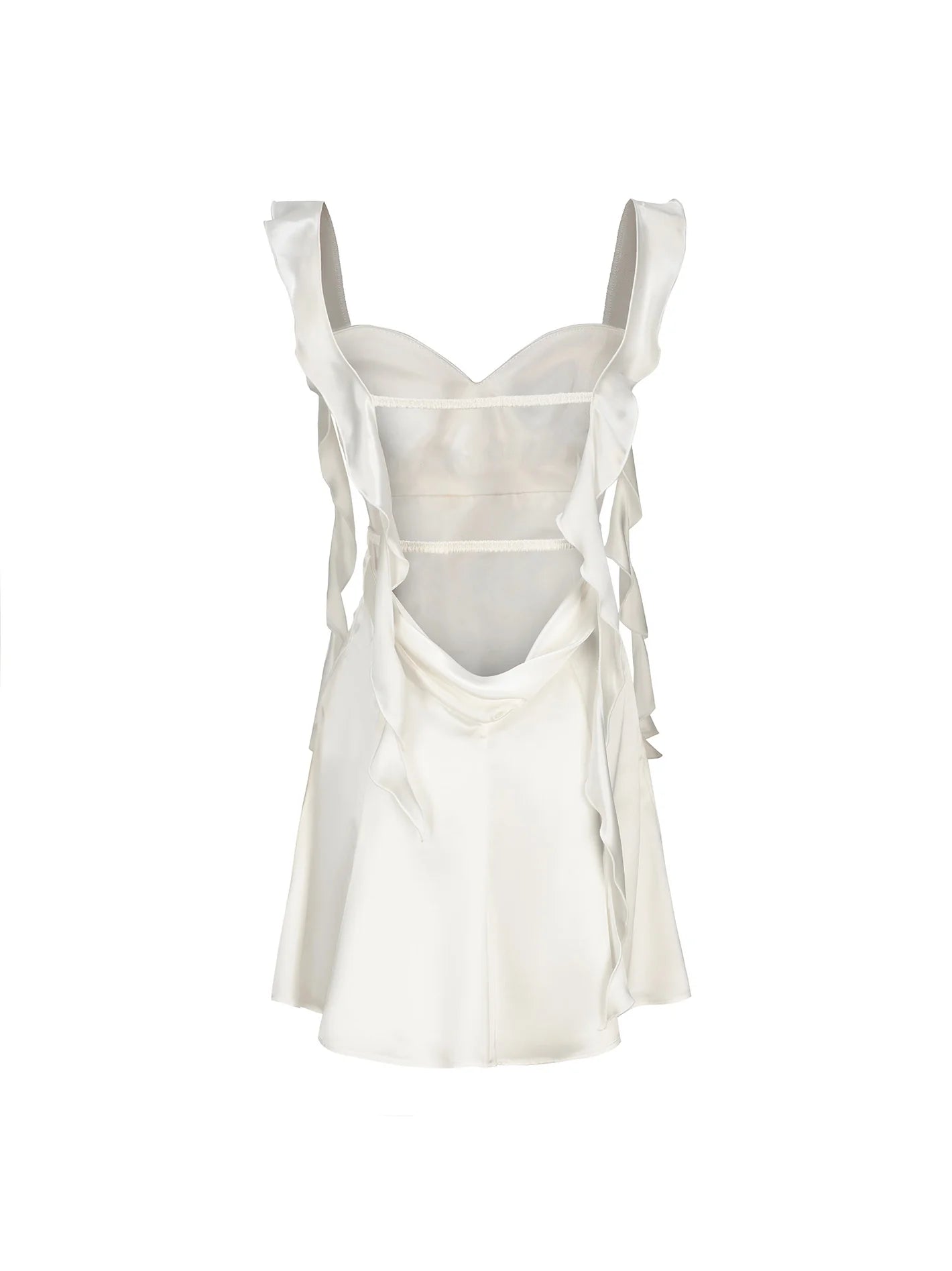 Weitese Dress Wide Straps Strapless Sleeveless Homecoming Dress Open Back White Mini Dress