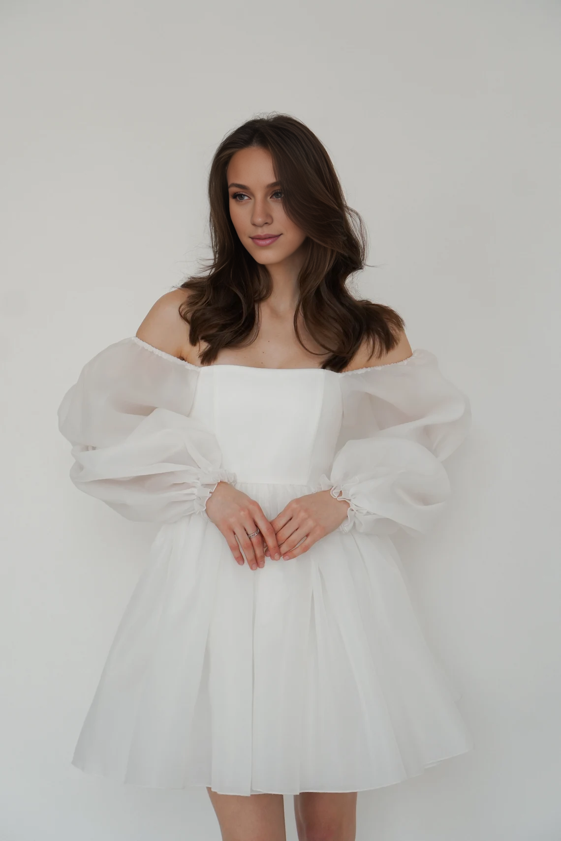 Weitese Dress With Long Sleeves Rehearsal Dinner Dress Elegant Dress Bridal Dress Engagement Dress Short Wedding Dress