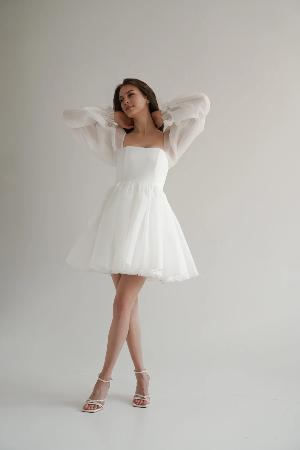 Weitese Dress With Long Sleeves Rehearsal Dinner Dress Elegant Dress Bridal Dress Engagement Dress Short Wedding Dress