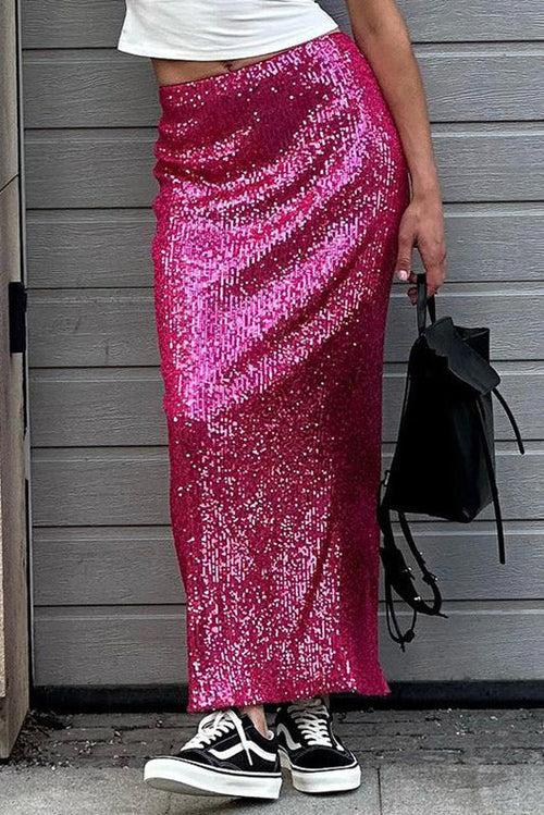 Weitese Dress Women's Casual Holiday Party Sequined Homecoming Dress Ankle-Length Party Dress Lower Body Skirt