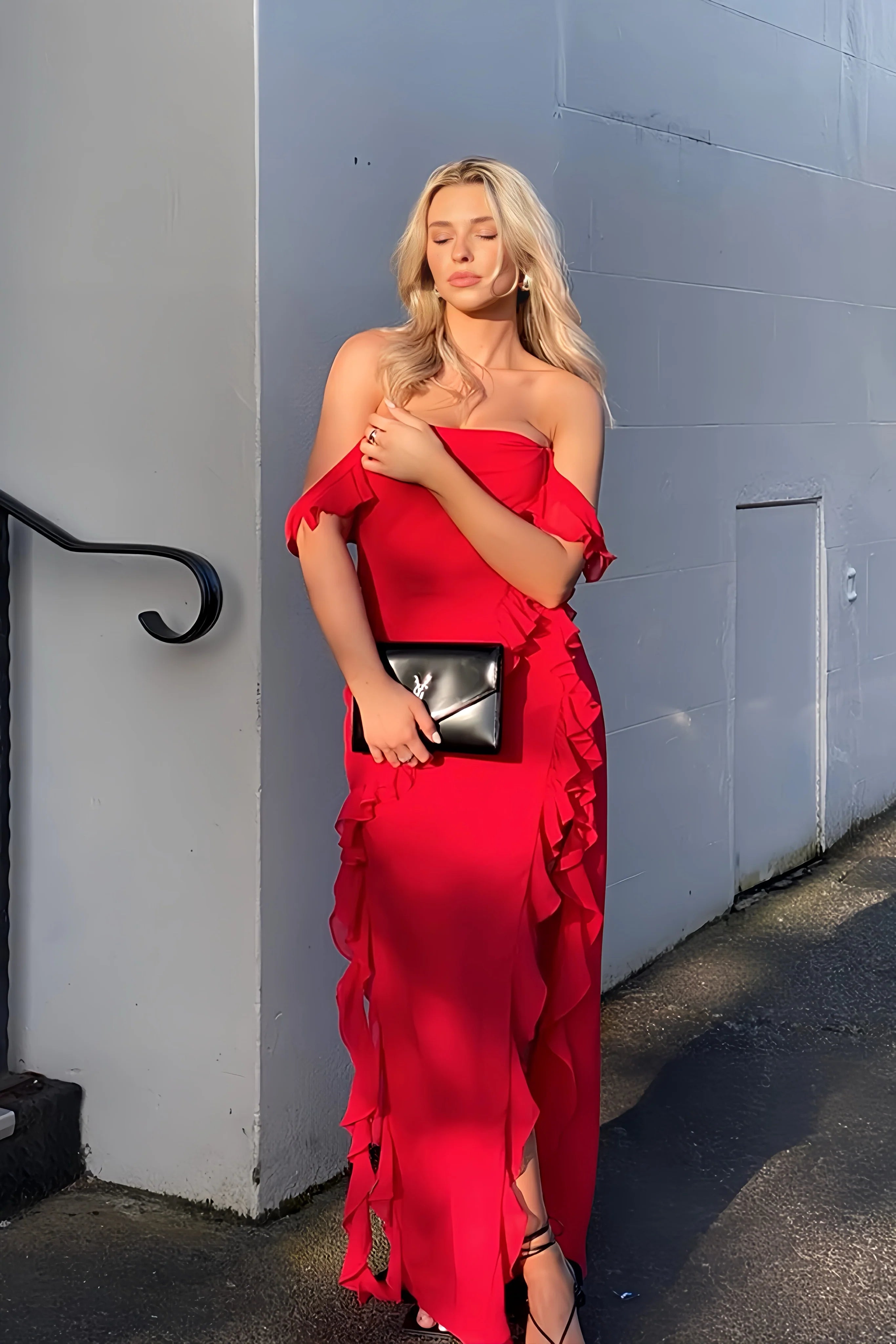 Weitese Dress Women's Sexy Sleeveless High Slit Bodycon Maxi Dress Summer Backless Irregular Ruffle Tassel Party Club Dress