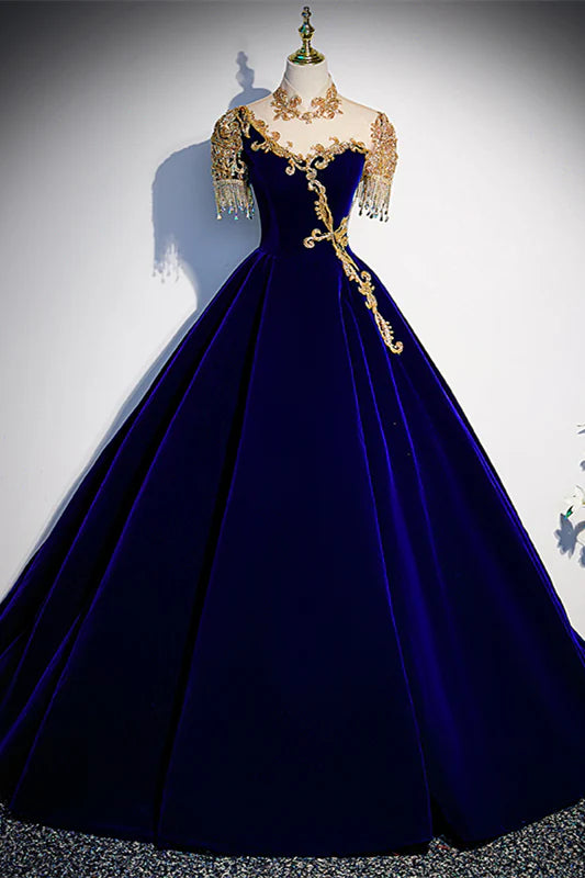 Weitese Elegant Gorgeous Dark Green A-line Long Formal Gown with Gold High Neck Prom Dress Prom Dresses Stores