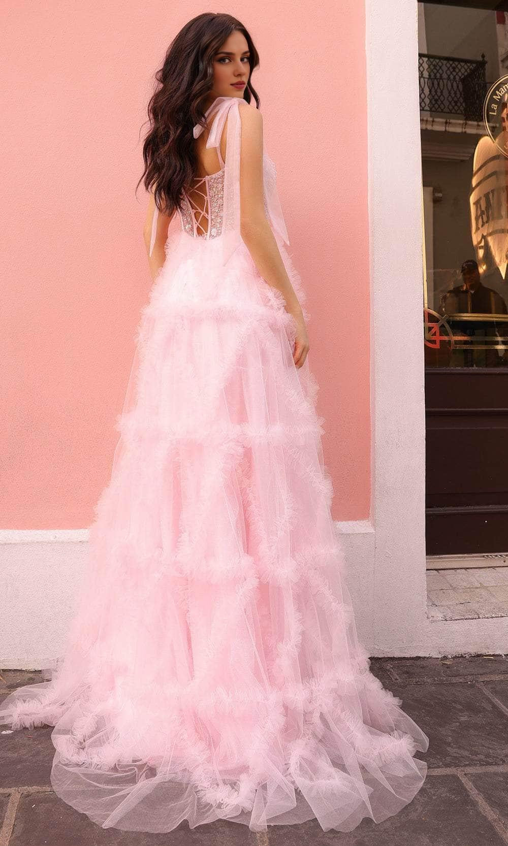 Robes de soirée Weitese pour femmes, robe de bal trapèze à volants et décolleté en cœur, longueur au sol, à lacets, magasins de robes de bal 