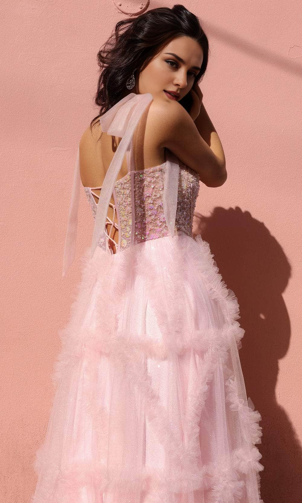 Robes de soirée Weitese pour femmes, robe de bal trapèze à volants et décolleté en cœur, longueur au sol, à lacets, magasins de robes de bal 