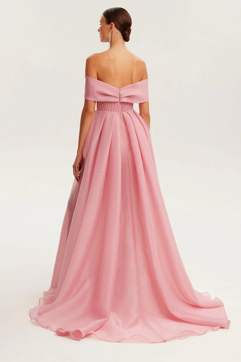 Weitese Prom Dress In Store A-line Off-the-Shoulder Train Maxi Dress With Slit Dresses Evening Wear