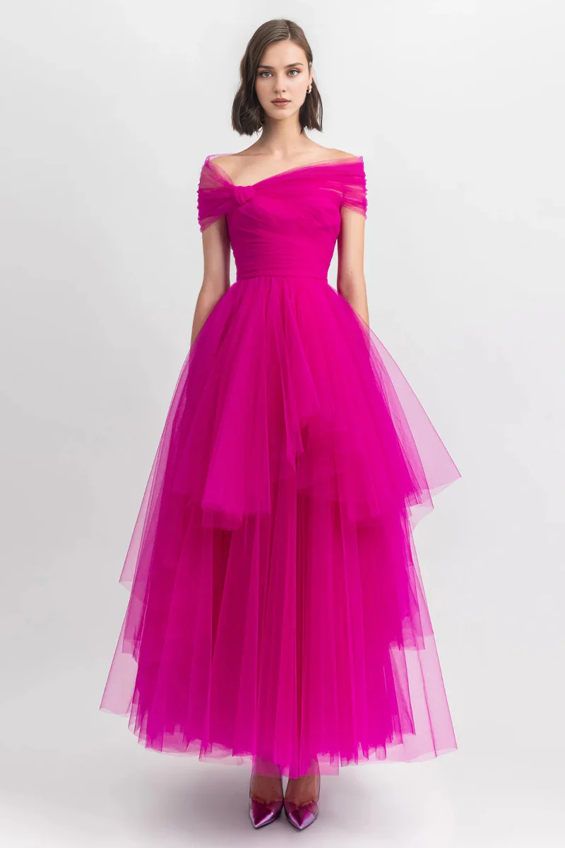 Weitese Prom Dress In Store A-line Romantic Elegance Off-the-Shoulder Maxi Dress Tulle Dresses Evening Wear