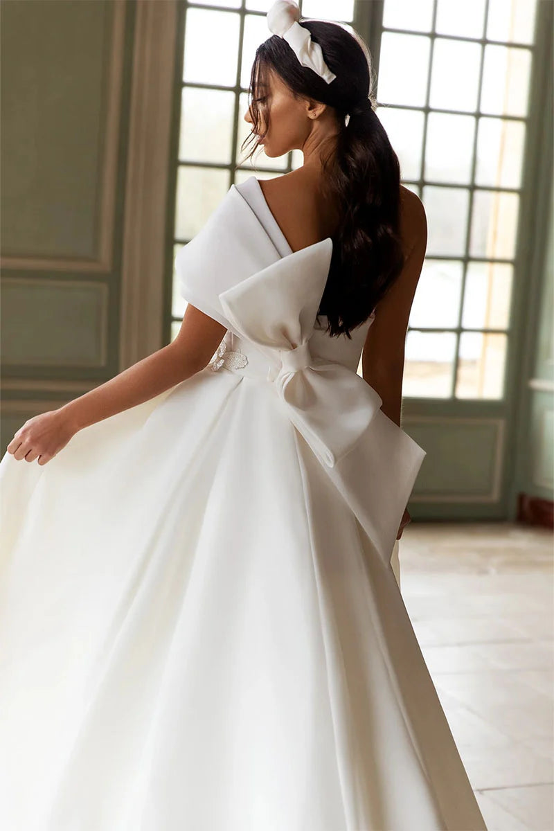 Weitese Prom Dress In Store Divine A-line Off-the-Shoulder Wedding Dress With Hight Slit Dress For Wedding