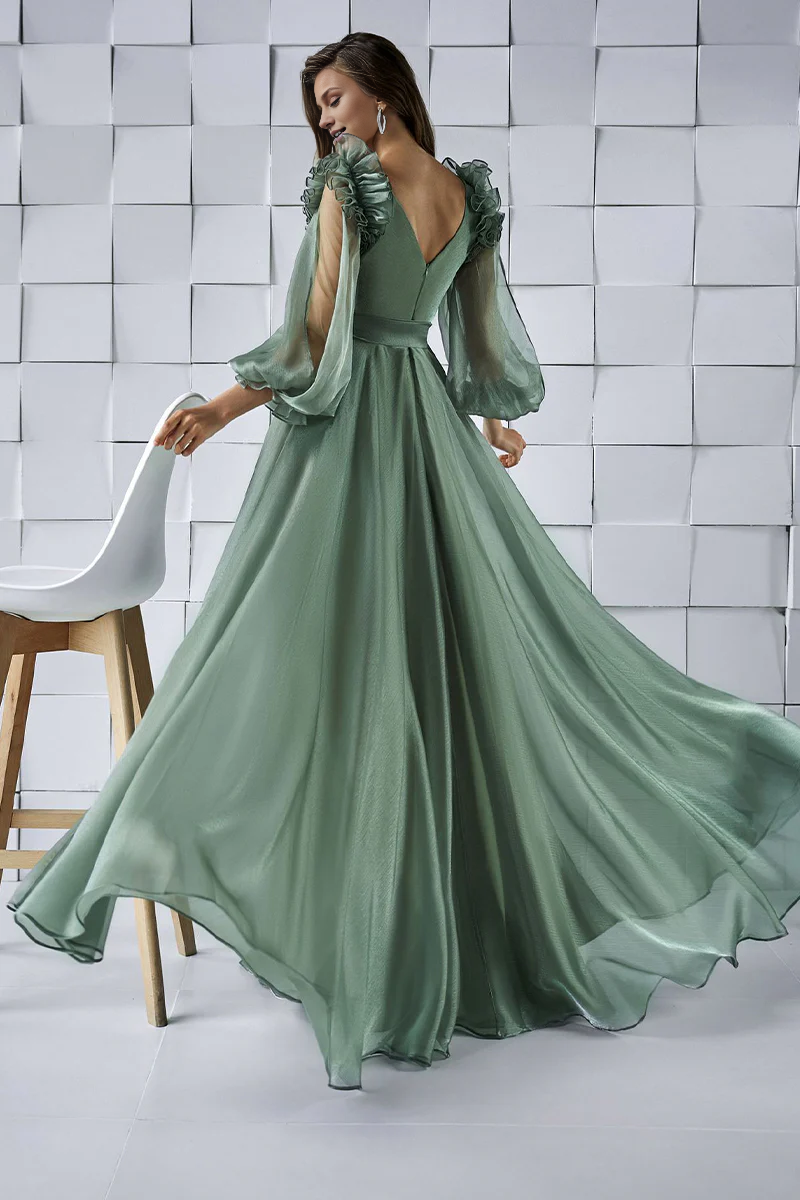 Weitese Prom Dress In Store Divine A-line Ruffle Backless Long Sleeve Maxi Dress Dresses Evening Wear