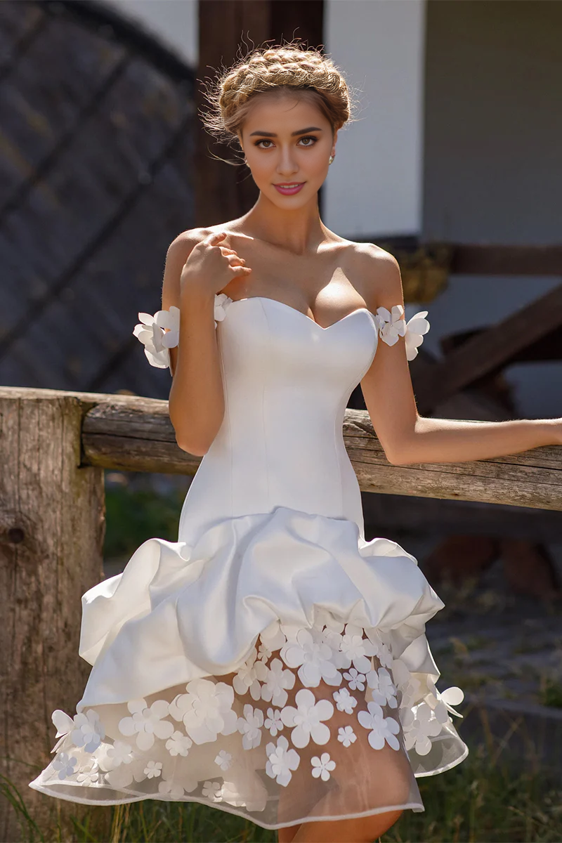 Weitese Prom Dress In Store Romantic Stories Off-the-Shoulder Mini Flower Dress Dresses Evening Wear