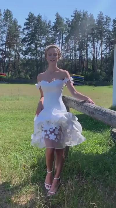 Weitese Prom Dress In Store Romantic Stories Off-the-Shoulder Mini Flower Dress Dresses Evening Wear