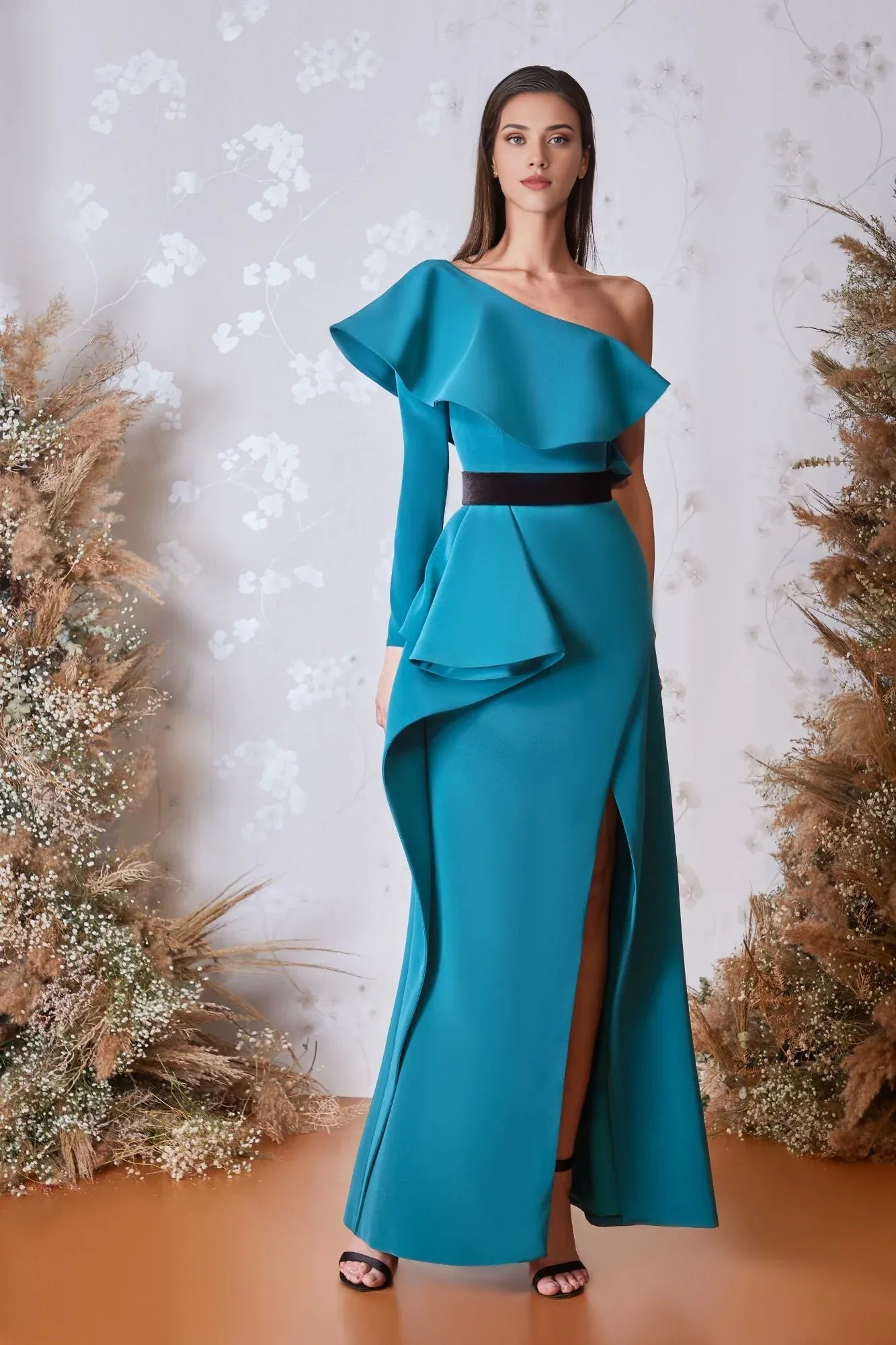 Weitese Prom Dress Stores Asymmetric Neck One-shoulder/column Ruffles Side Slit Formal Women's Dresses