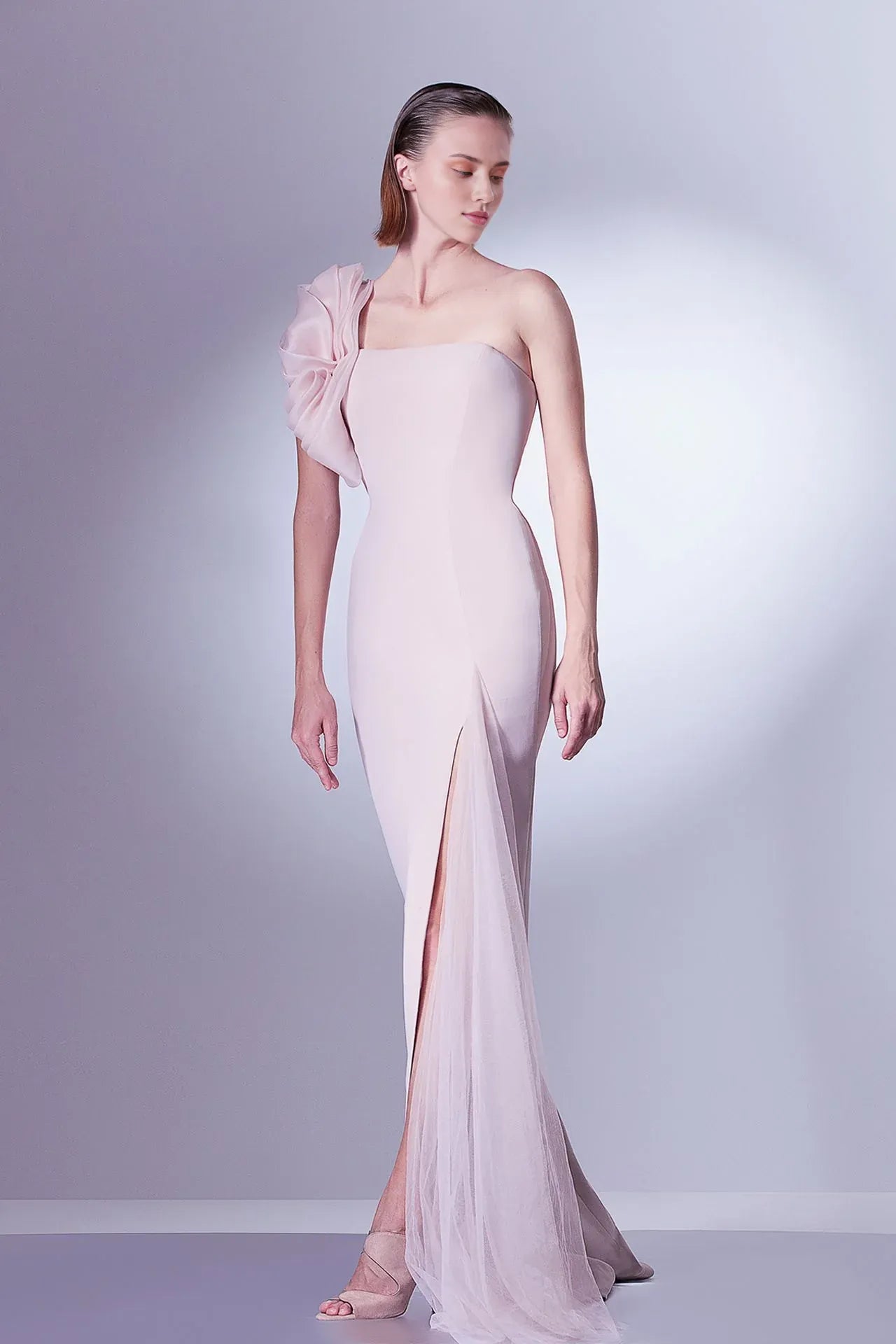 Weitese Prom Dress Stores One-shoulder Featuring Ruffles Side Tulle Slit Formal Women's Dresses