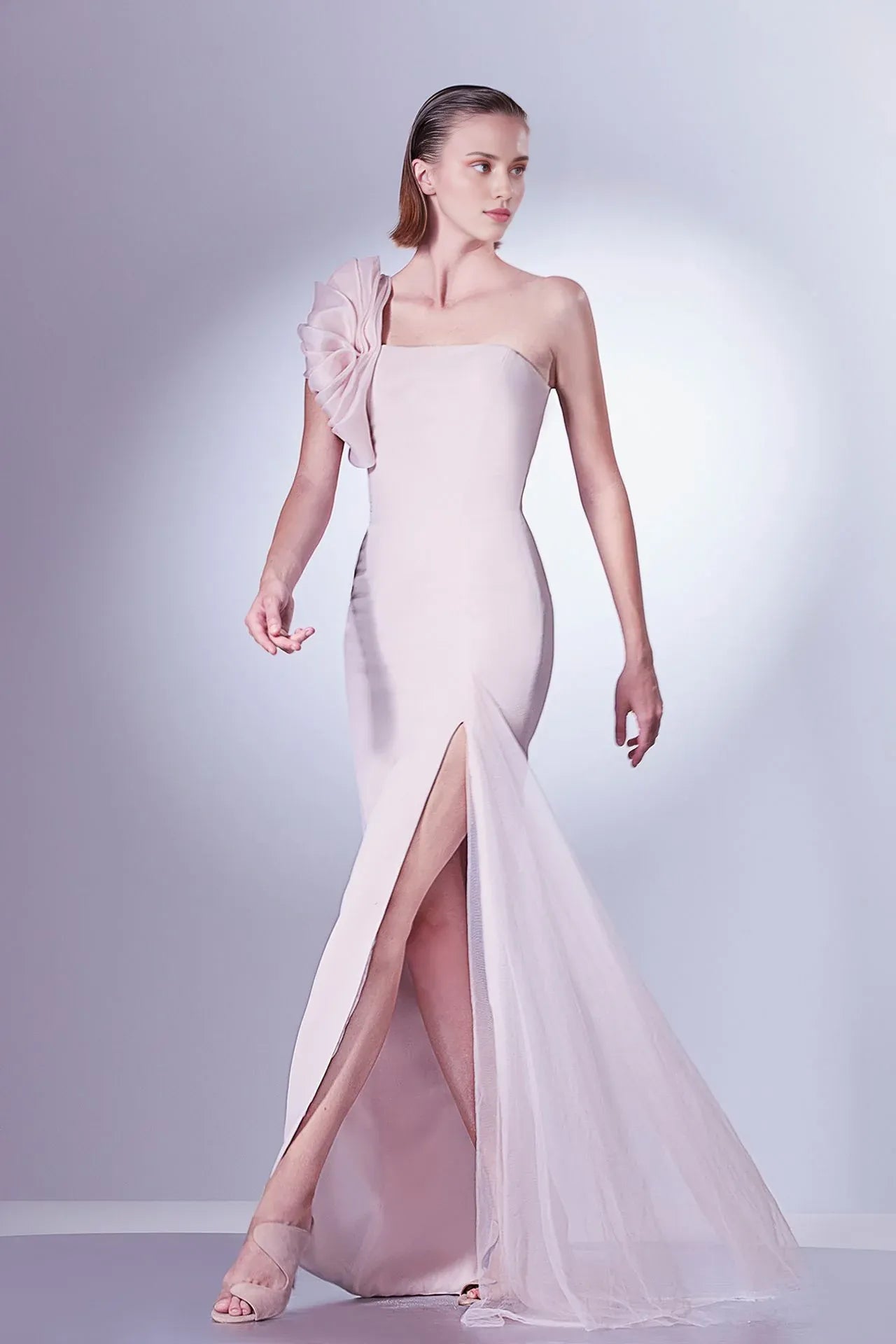 Weitese Prom Dress Stores One-shoulder Featuring Ruffles Side Tulle Slit Formal Women's Dresses