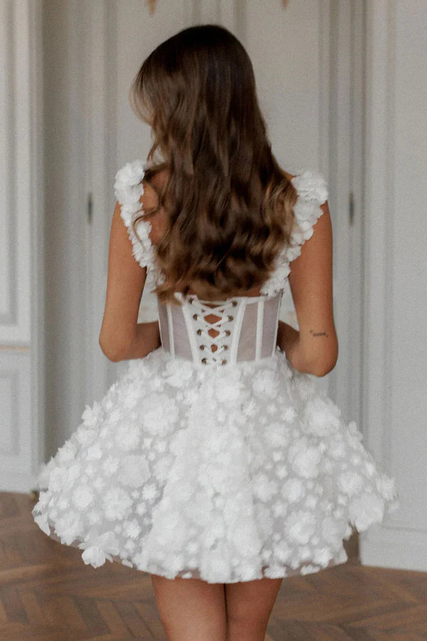 Weitese Prom Shop Dresses Cocktail Sleeveless 3D Floral Applique Mini Dress Formal Women's Dresses