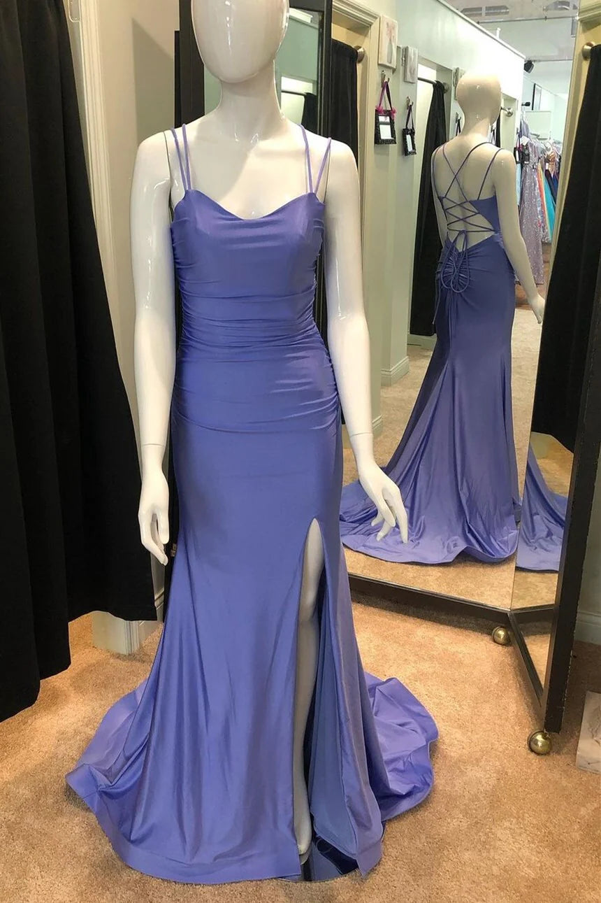 Weitese Simply Purple Mermaid Backless Long Prom Dress with Slit Floor Length Prom Dress Prom Dresses Stores
