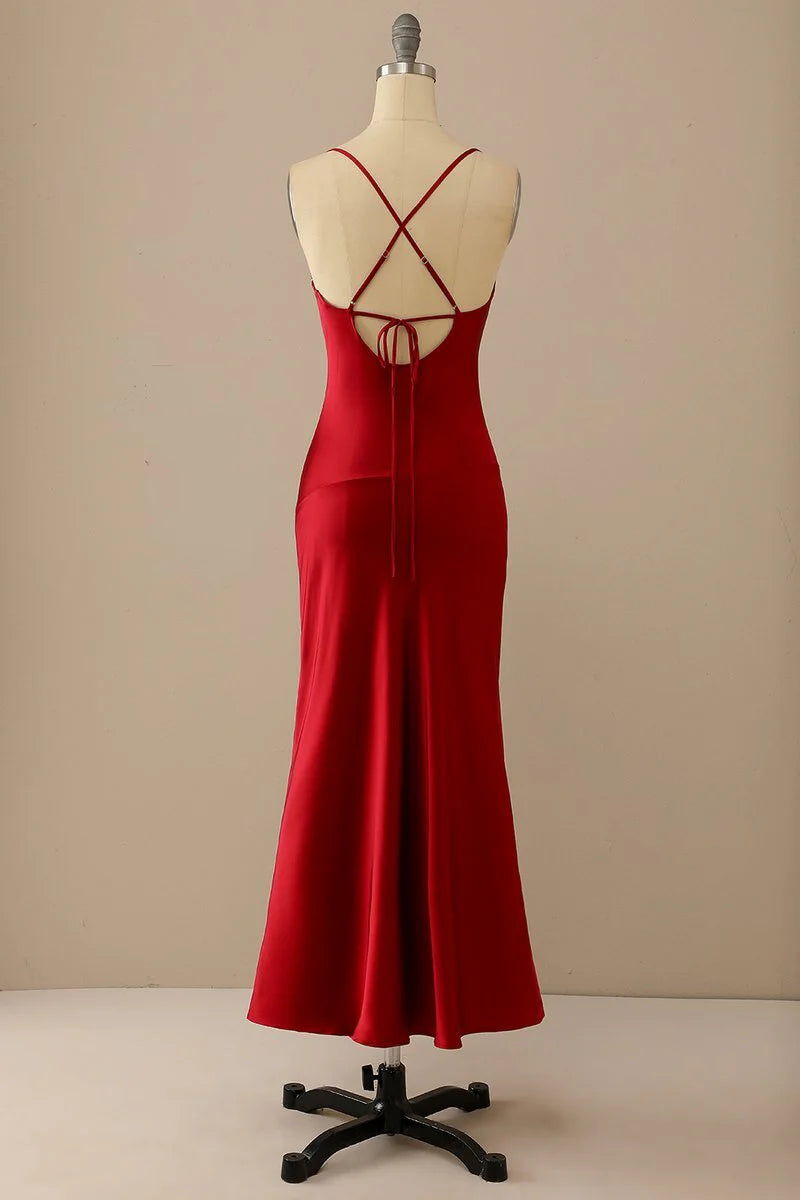 Weitese Sleeveless Sexy Backless Spaghetti Straps Red Slip Dress Prom Dress Prom Dresses Stores