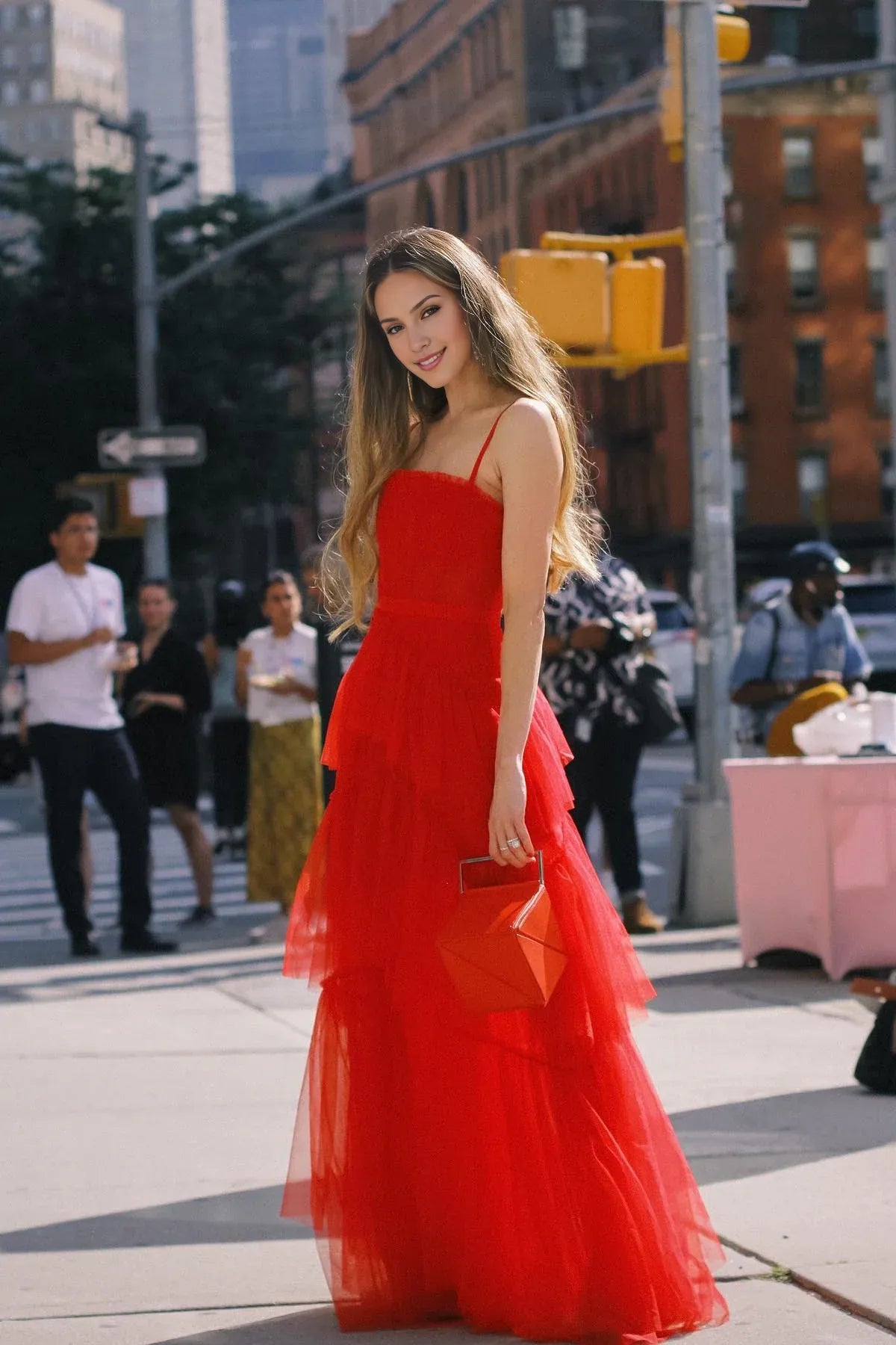 Weitese Spaghetti Straps A-line Black Tiered Ruffle Tulle Long Party Dress Prom Dress Prom Dresses Stores