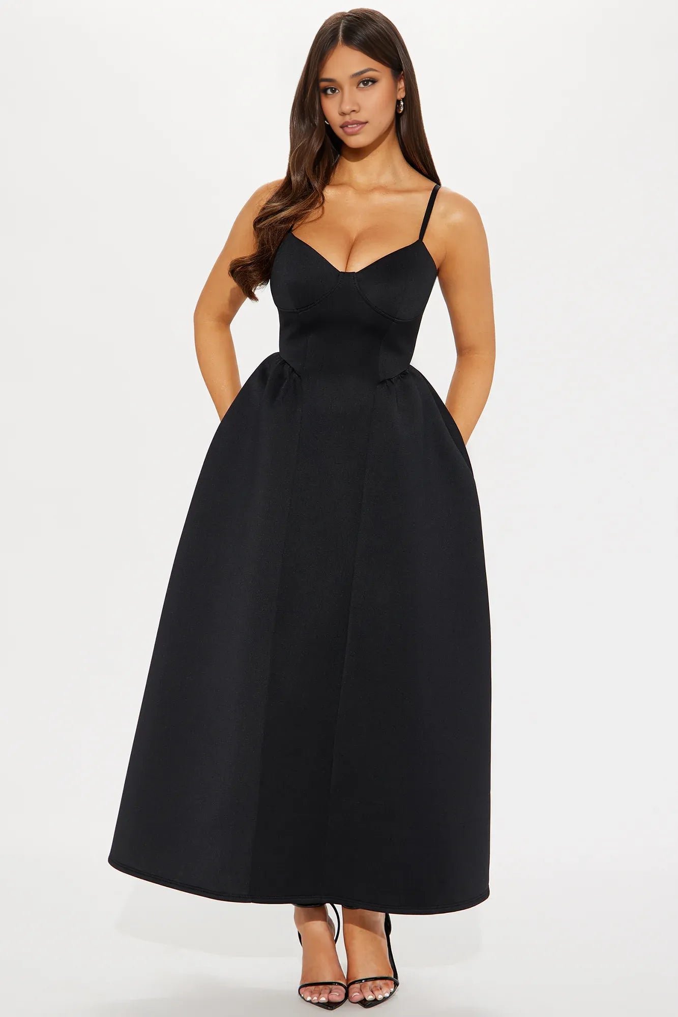Weitese Dress A Line Gown Black Party Dress Off Shoulder Sleeveless With Ankle Length