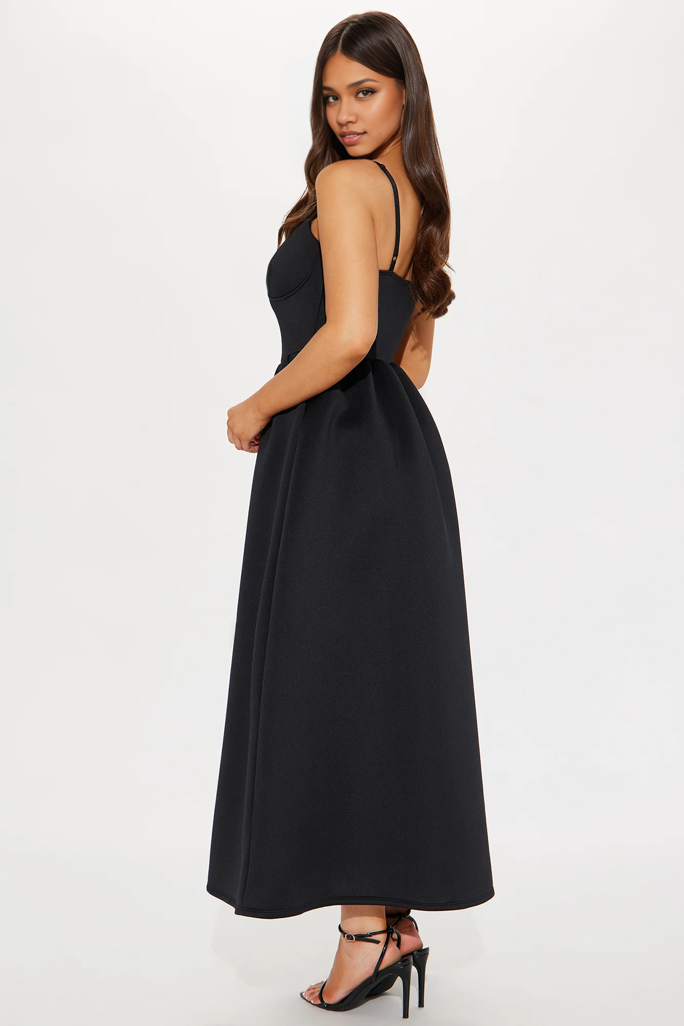 Weitese Dress A Line Gown Black Party Dress Off Shoulder Sleeveless With Ankle Length