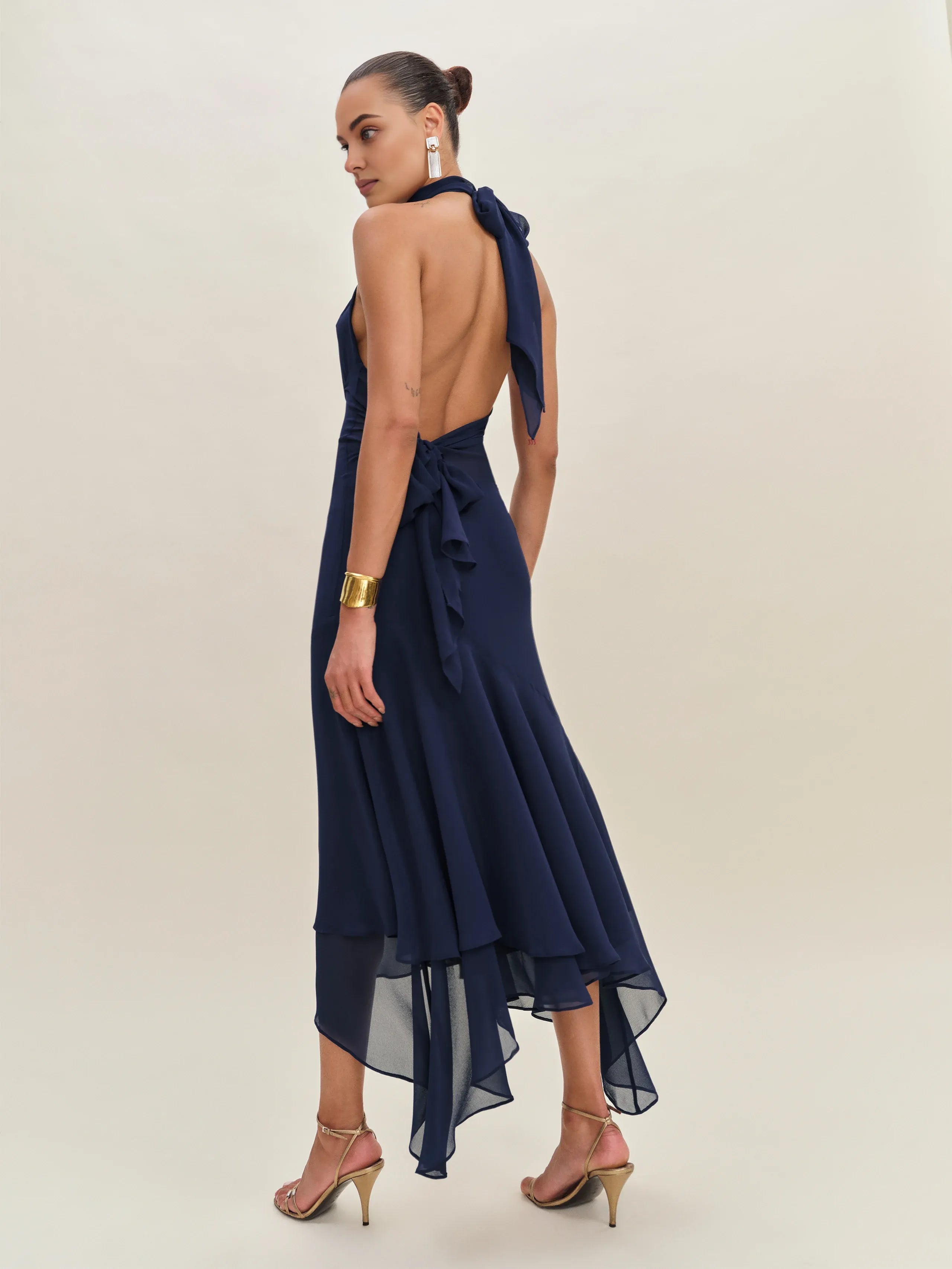 Weitese Dress Elegant High Neck Sleeveless Mermaid Prom Dress Maxi Dress Backless Ruffle Evening Dress With Bow