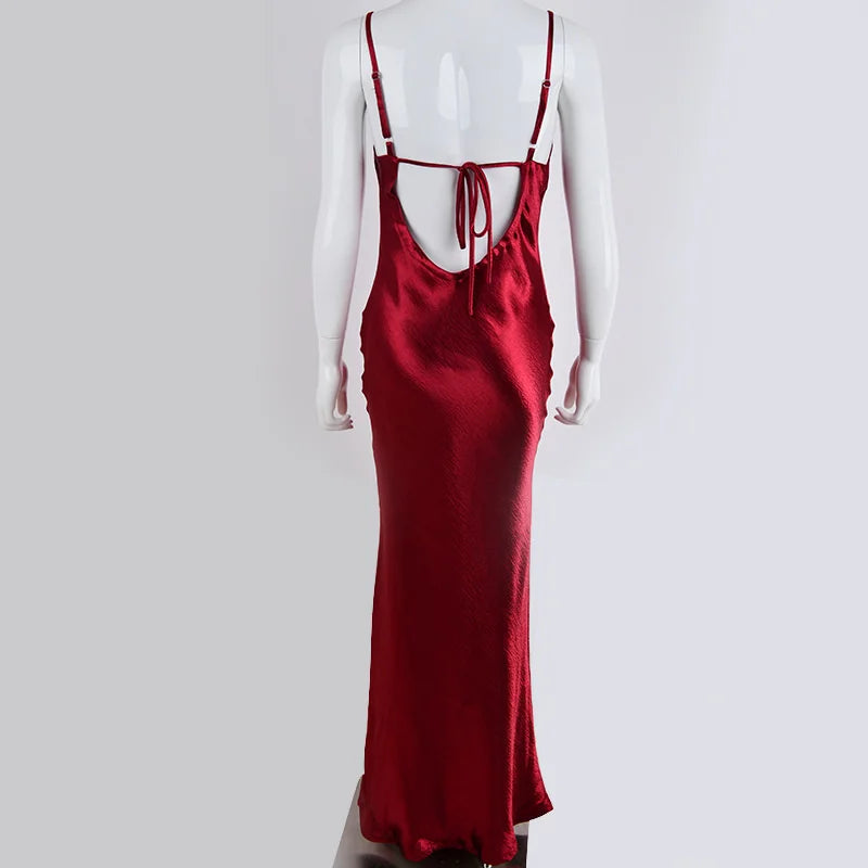 Robe Weitese élégante en satin dos nu, robe longue pour femme, robe d'été à bretelles spaghetti, sans manches, robe de soirée longue de bal