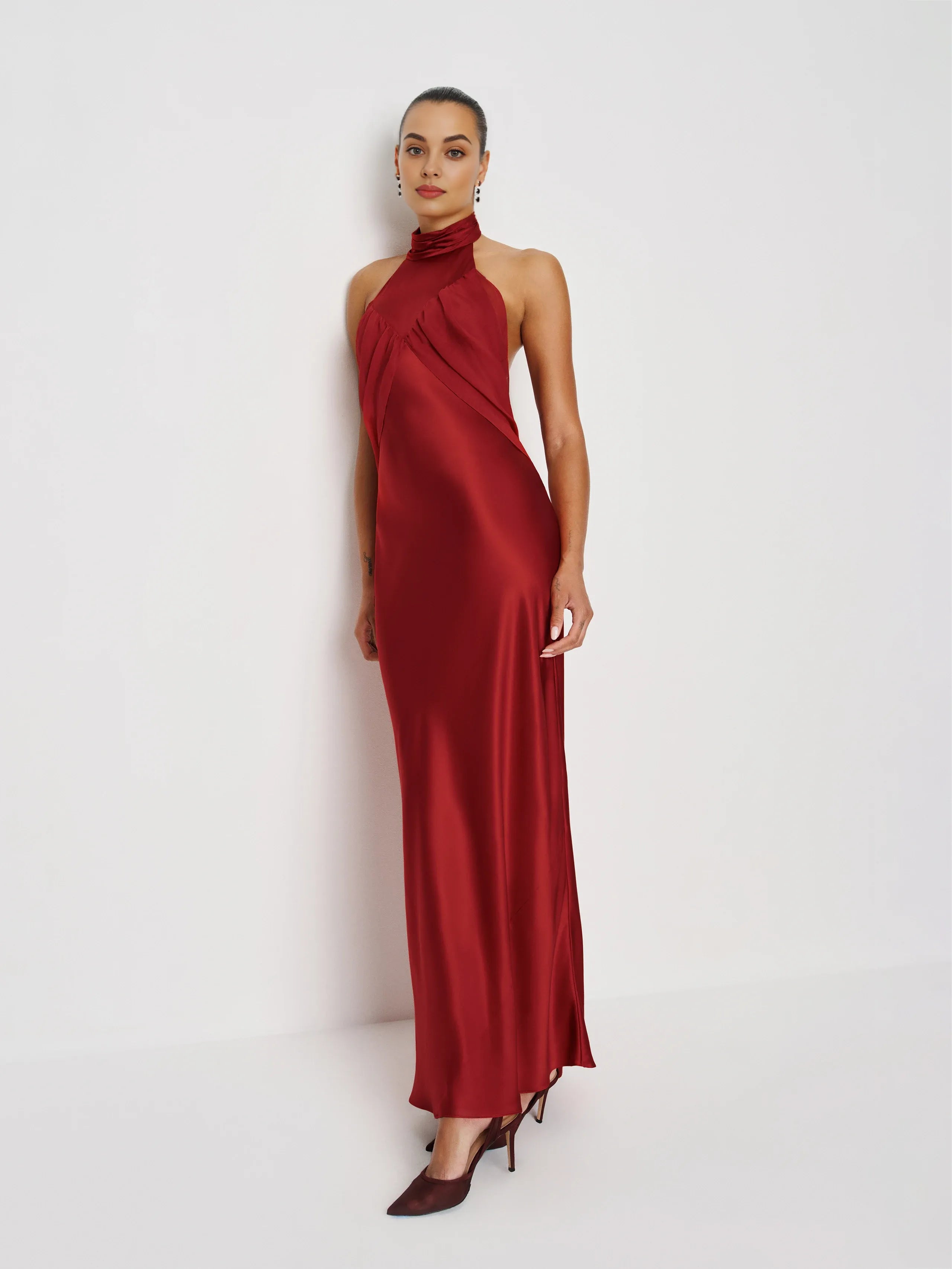 Weitese Dress Elegant Yellow High Neck Sleeveless Mermaid Prom Dress Backless Maxi Dress Backless Evening Dress