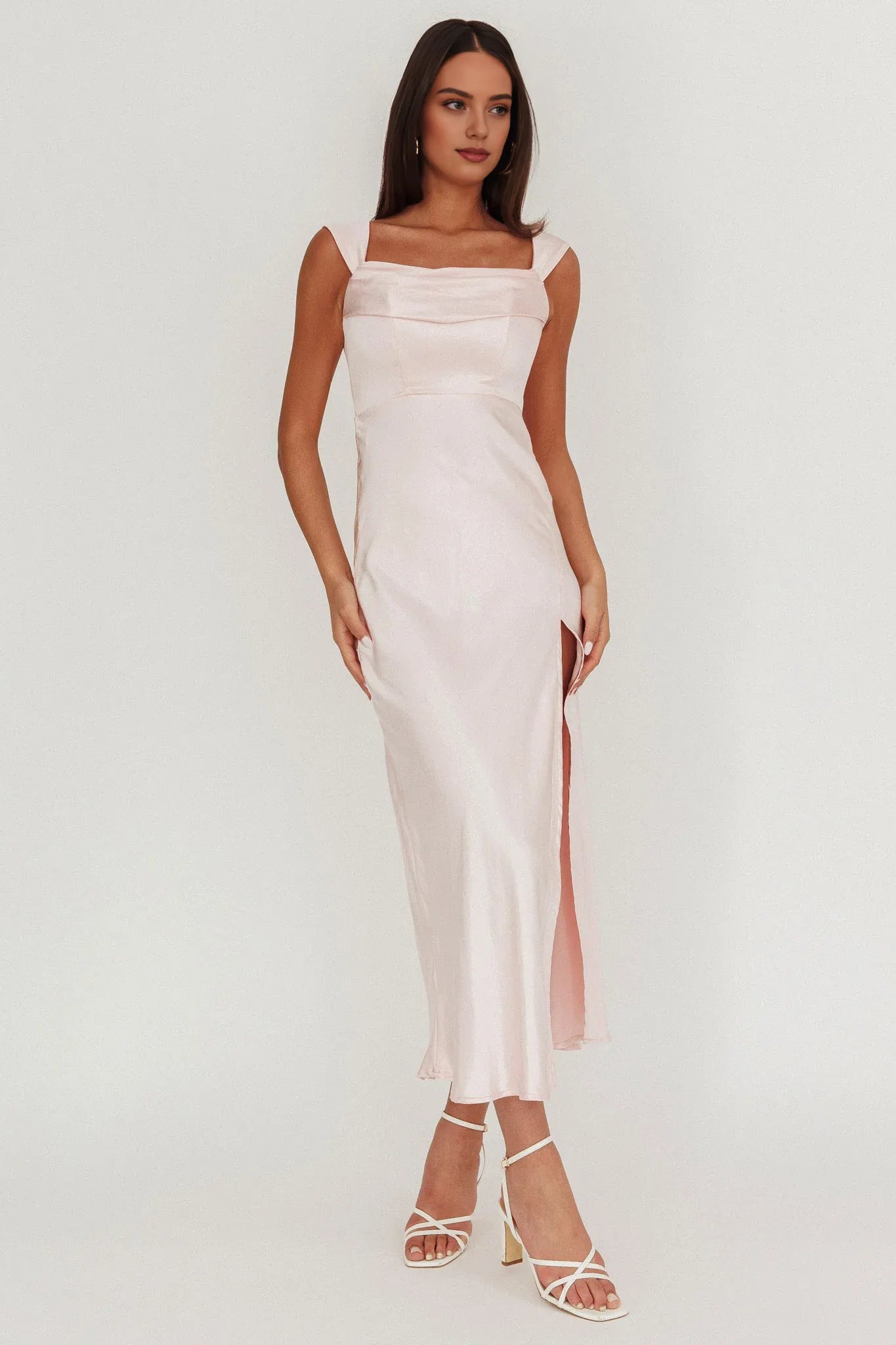 Weitese Dress Off-Shoulder V-Back Dress Sage Sleeveless Party Dress Ankle-Length Sheath/Column Prom Dress
