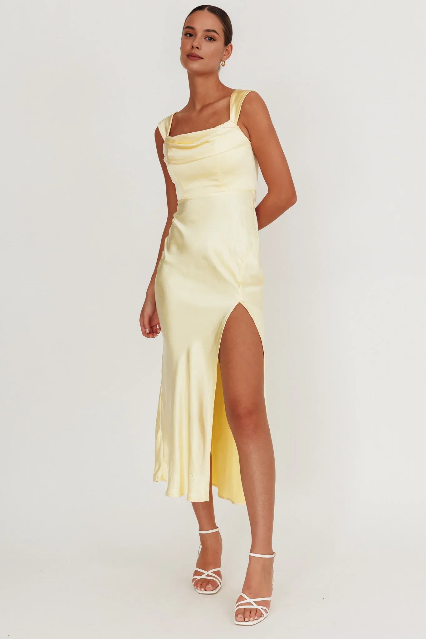 Weitese Dress Off-Shoulder V-Back Dress Sage Sleeveless Party Dress Ankle-Length Sheath/Column Prom Dress