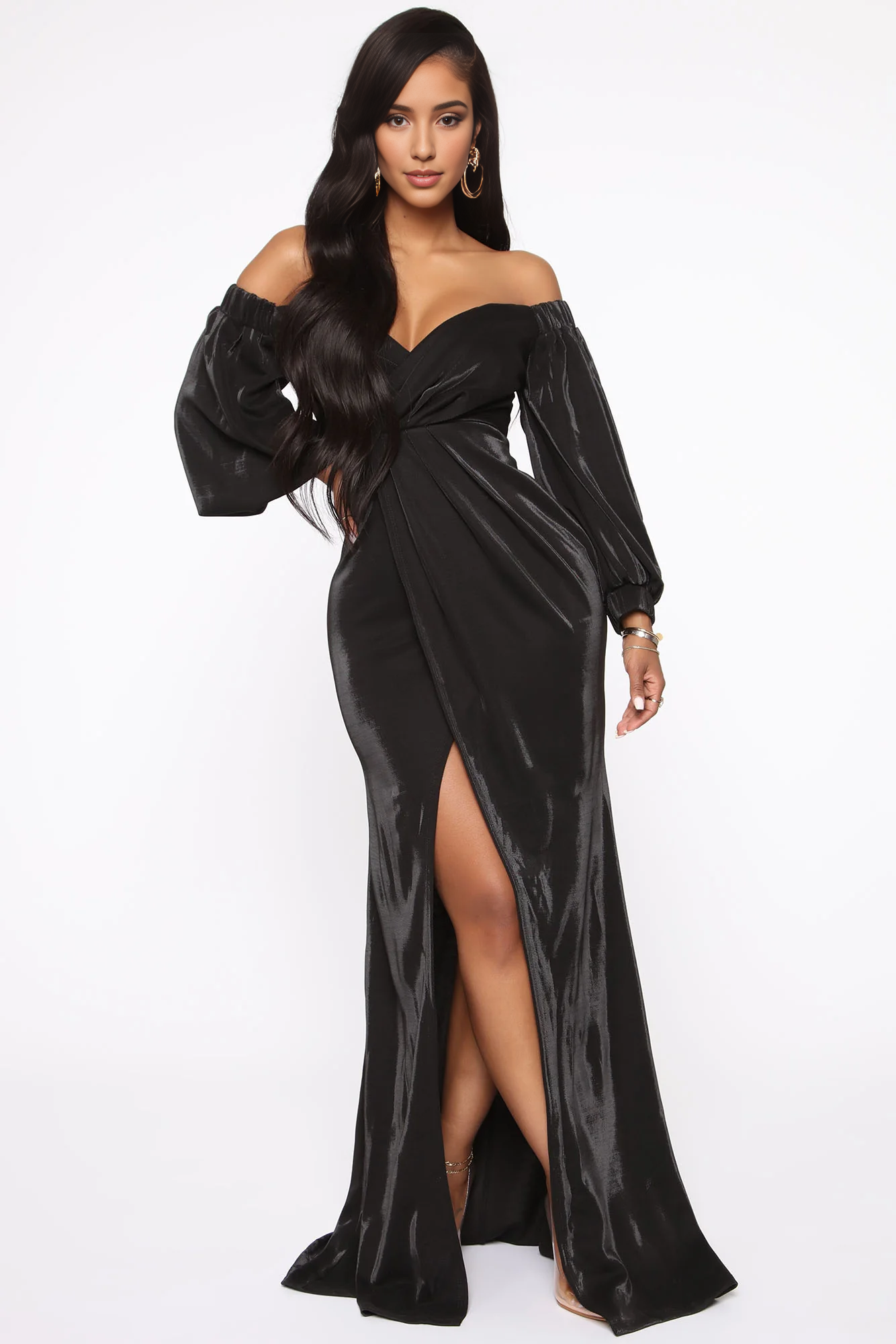 Weitese Dress Off Shoulder Long Sleeves Sweetheart Neck Mermaid Party Dress With Slit