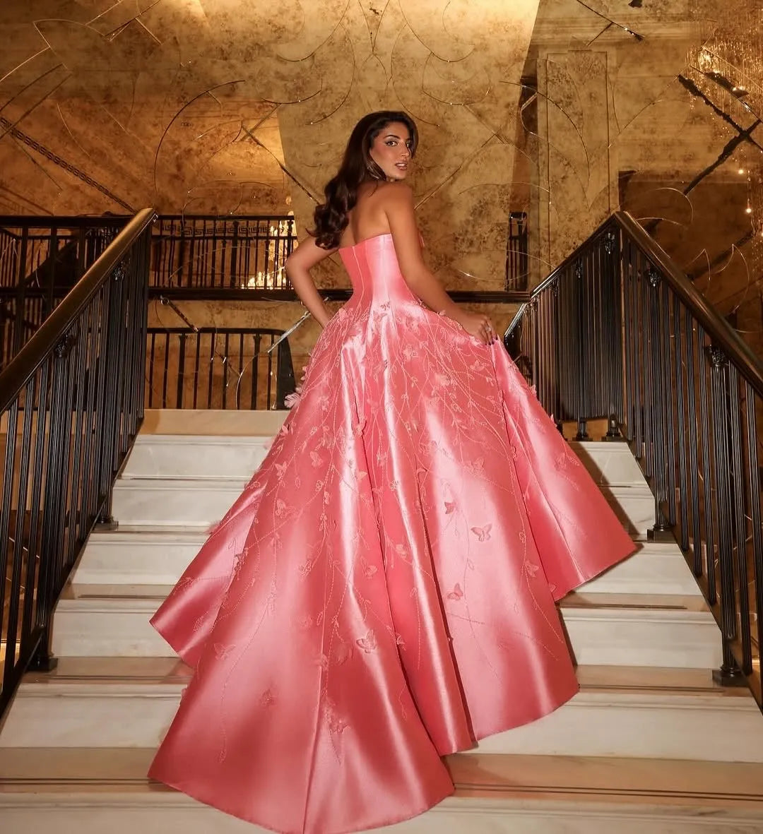 Weitese Dress Prom Dress Stores Pink Sweetheart A-Line Satin Beading Floral Long Prom Dress Birthday Outfits Party Dress Formal Women's Dresses