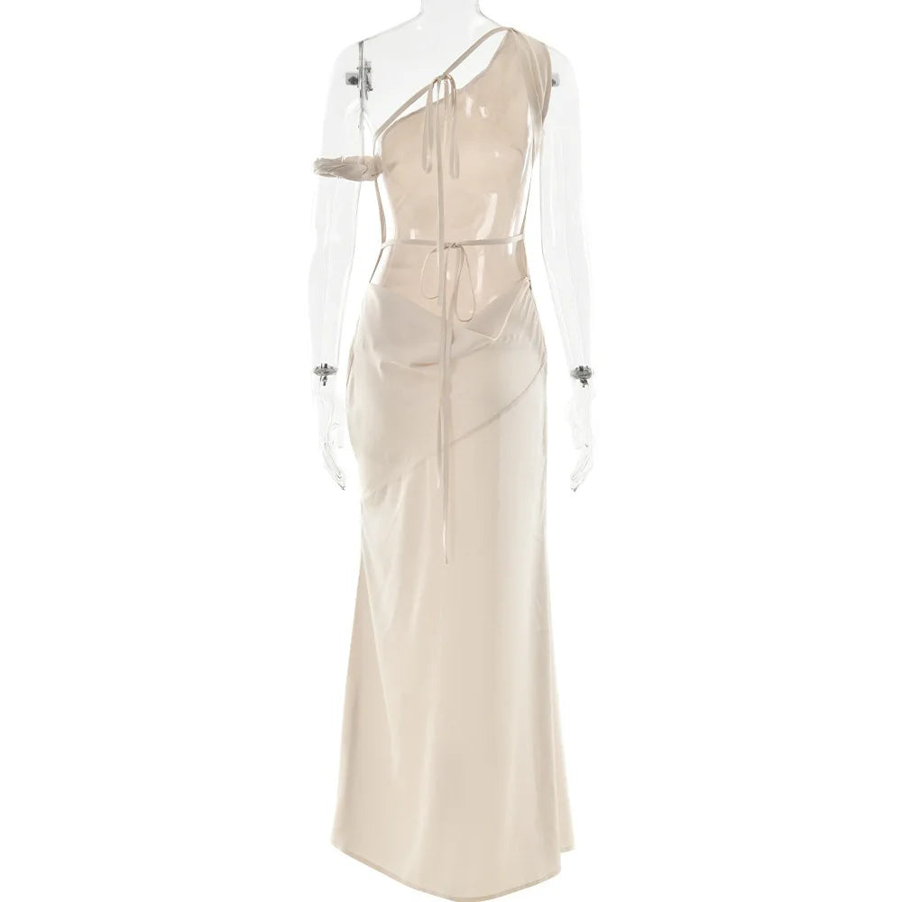 Robe Weitese en satin sexy dos nu, robe longue bandage pour femmes, robe de soirée sans manches abricot, robe de bal élégante et slim pour l'automne