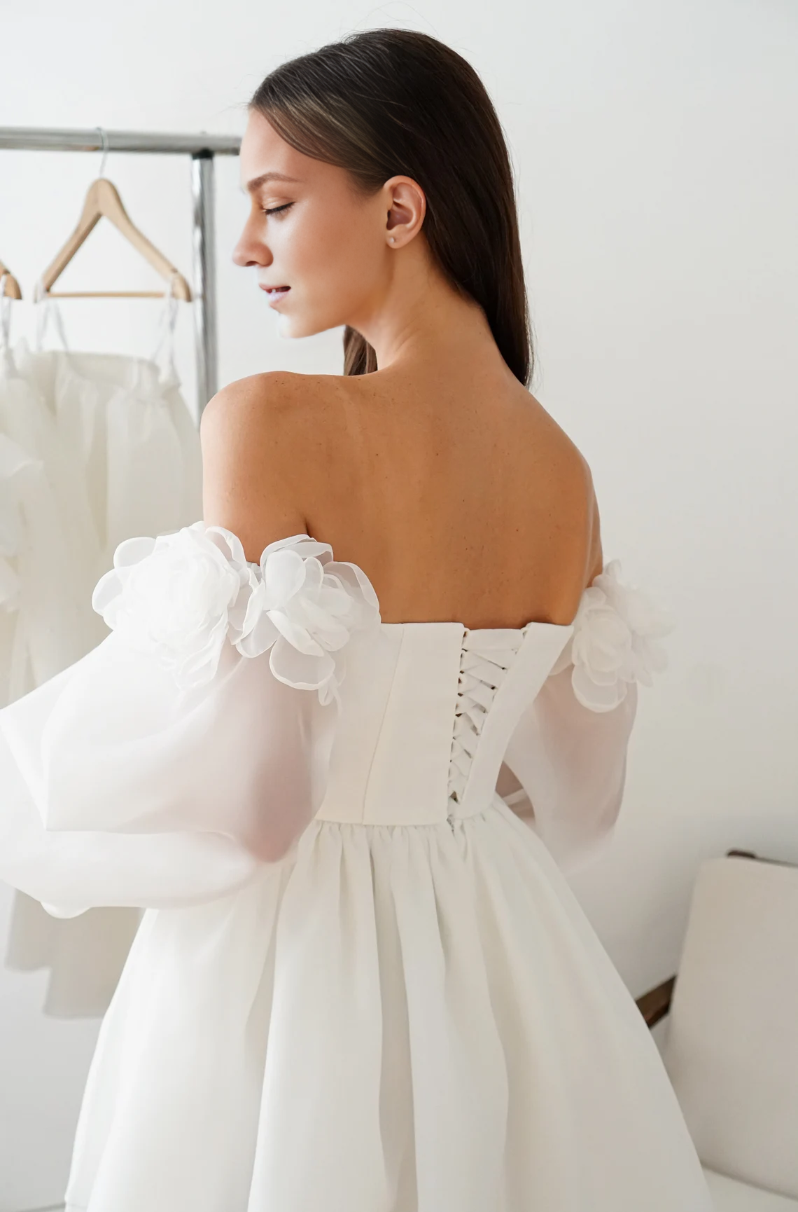 Weitese Dress Short Wedding Dress Elegant Dress Off Shoulder A-line Reception Dress Engagement Dress Bride Dress